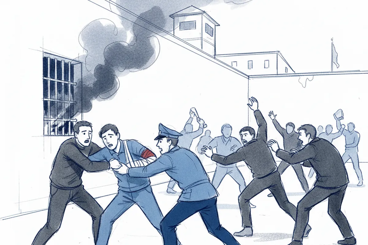 Illustrazione a corredo: Brescia, incendio e rissa in cella: agente ferito al Canton Mombello!