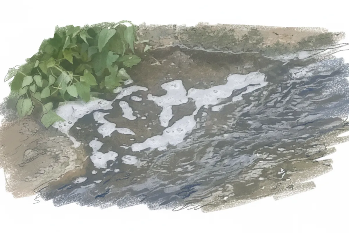 Illustrazione a corredo: Sulzano, il torrente si tinge di bianco: cosa nasconde quella schiuma?