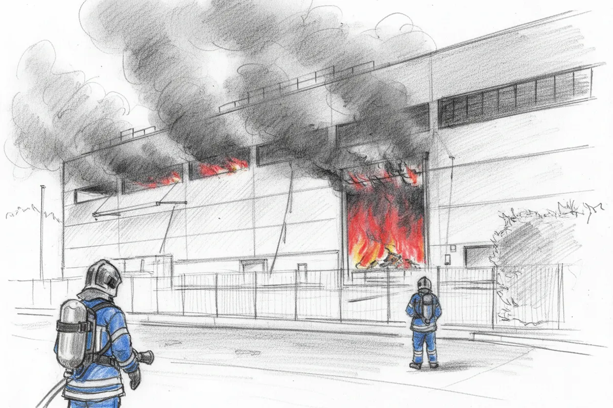Illustrazione a corredo: Lonato, enorme incendio in capannone: fumo nero a chilometri, si indaga sulle cause