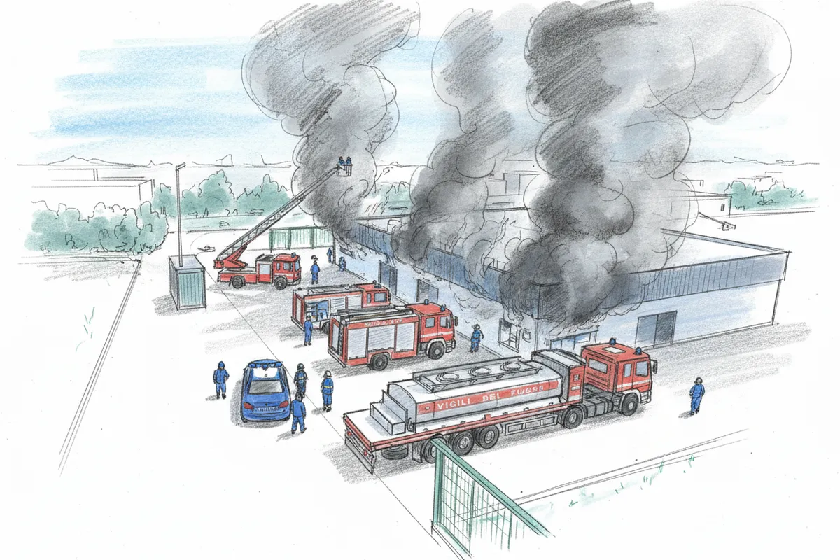 Illustrazione a corredo: Lonato, fiamme in capannone: ecco cosa è successo domenica